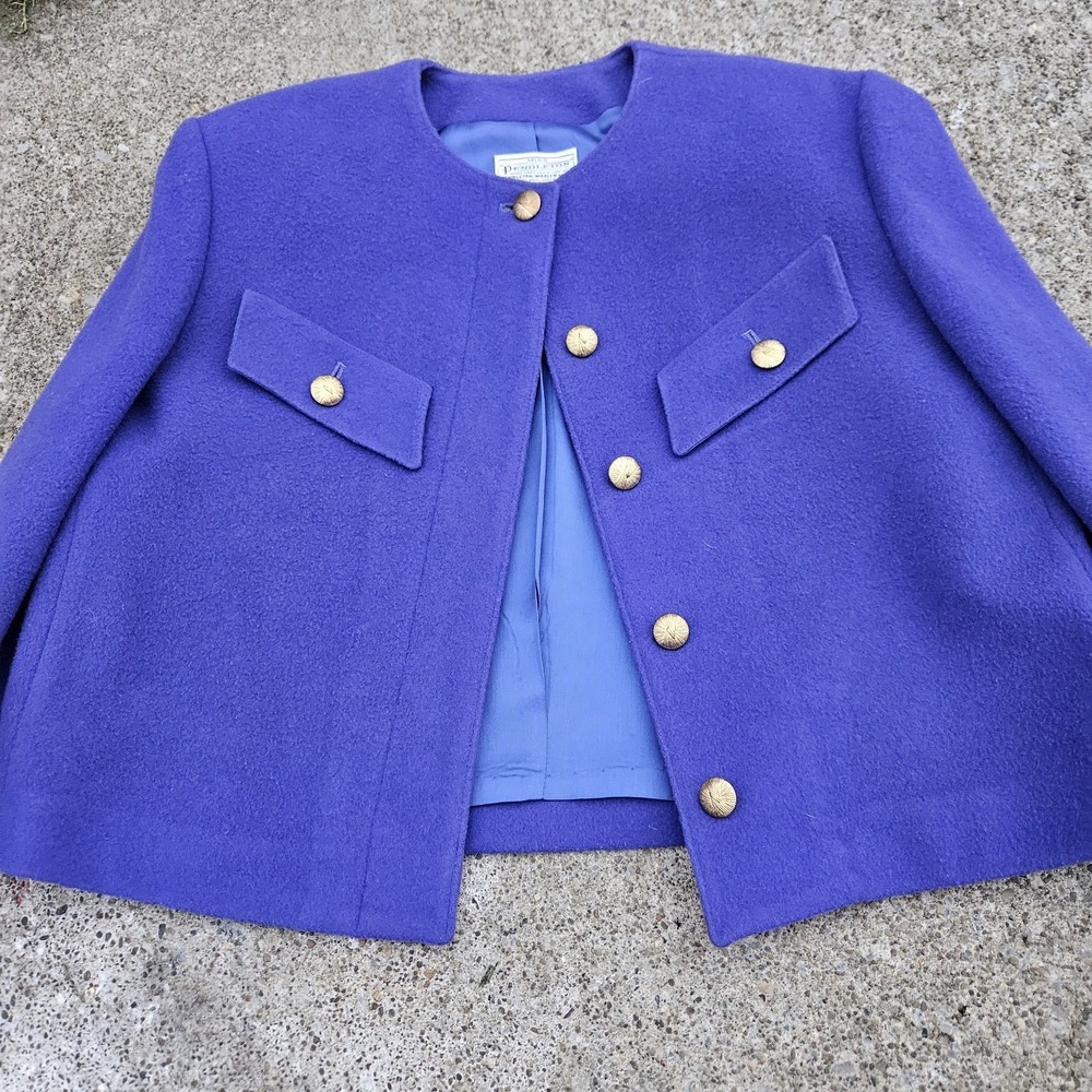 Miss PENDLETON 100% Virgin Wool Vintage Misses Size 14 Jacket Purple USA Women